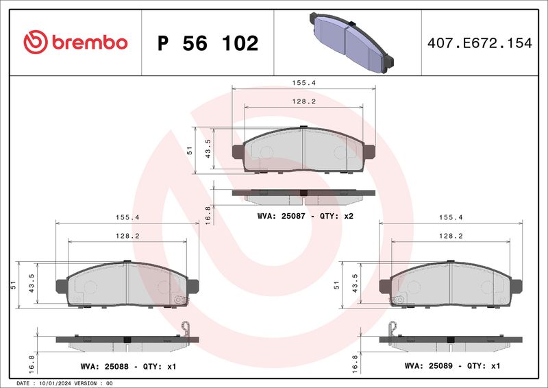 BREMBO P 56 102 Brake Pad Set, disc brake