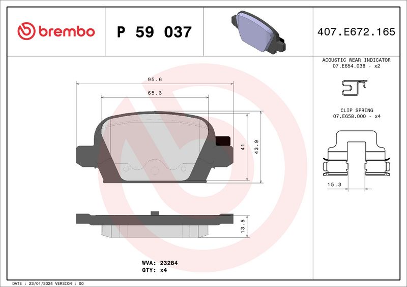 BREMBO P 59 037 Brake Pad Set, disc brake