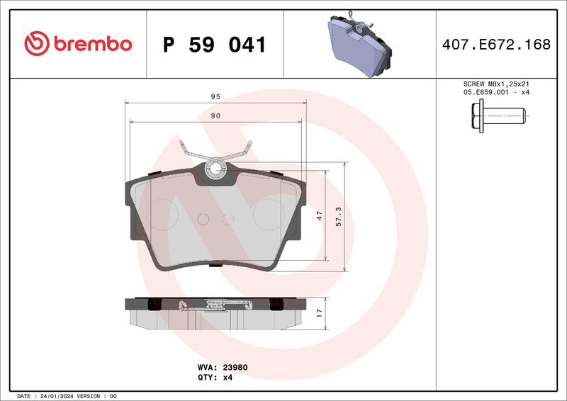 BREMBO P 59 041 Brake Pad Set, disc brake