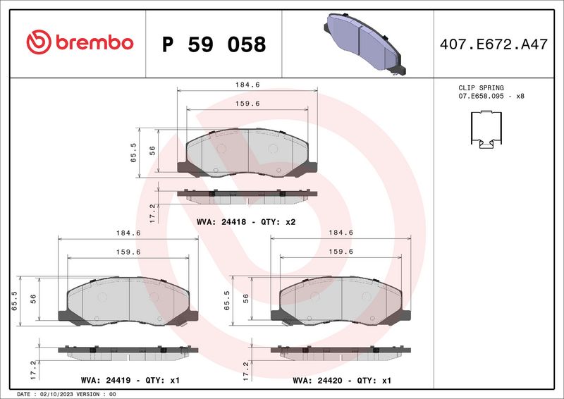 BREMBO P 59 058 Brake Pad Set, disc brake