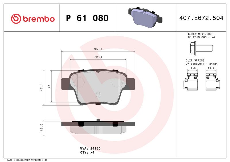 BREMBO P 61 080 Brake Pad Set, disc brake