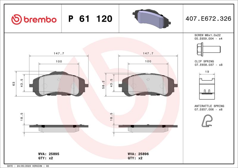 BREMBO P 61 120 Brake Pad Set, disc brake