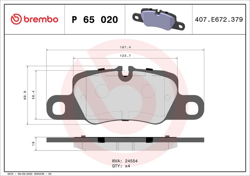 BREMBO P 65 020 Brake Pad Set, disc brake