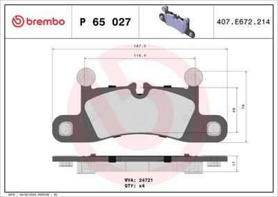 Brake Pad Set, disc brake BREMBO P 65 027