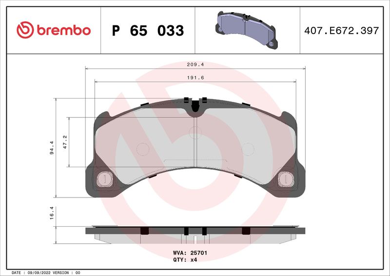 BREMBO P 65 033 Brake Pad Set, disc brake