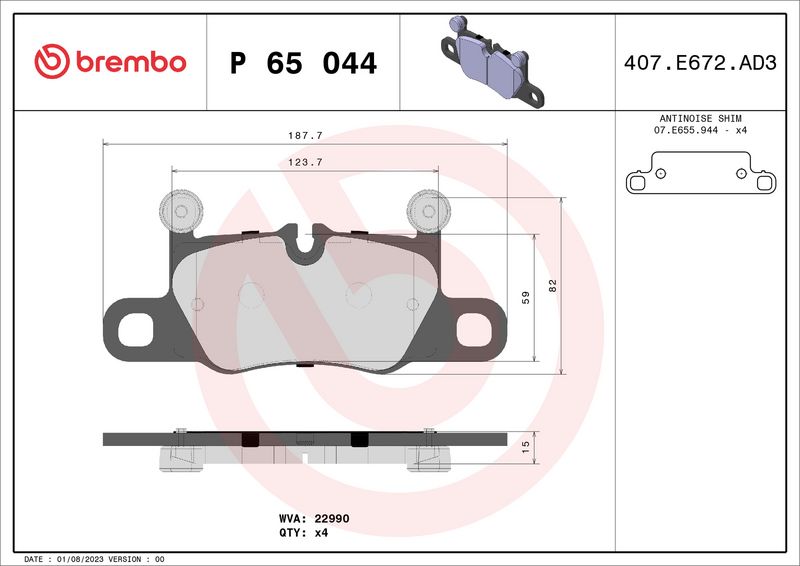 BREMBO P 65 044 Brake Pad Set, disc brake