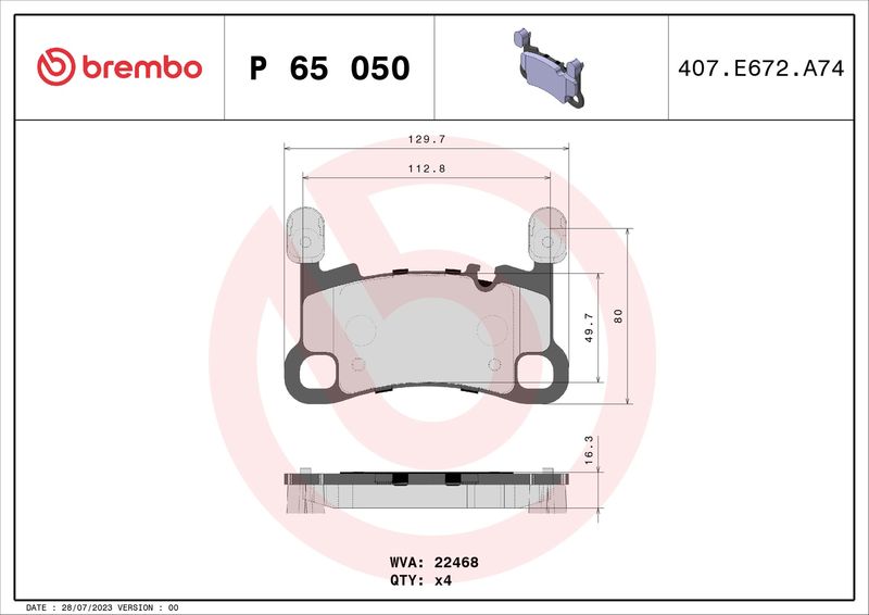 BREMBO P 65 050 Brake Pad Set, disc brake