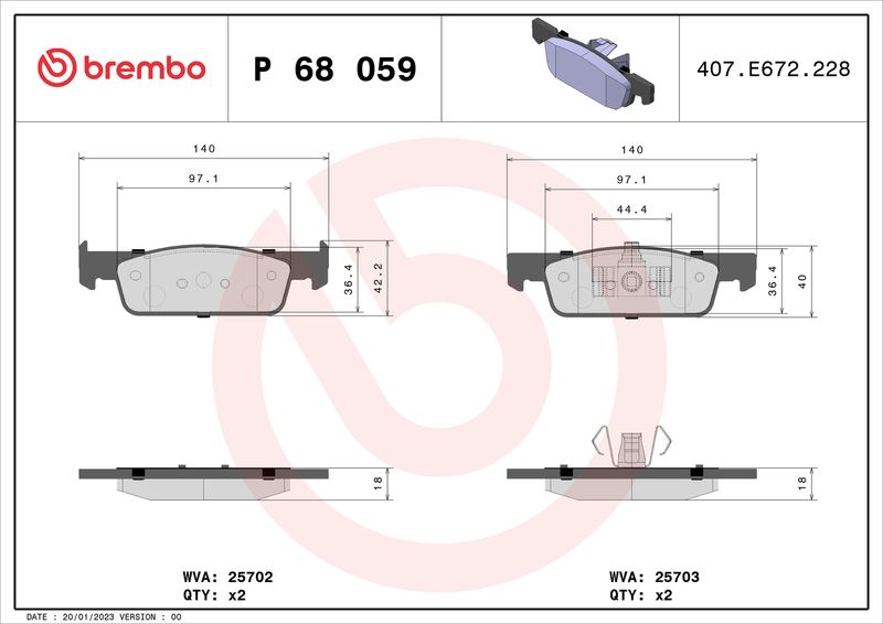 BREMBO P 68 059X Brake Pad Set, disc brake