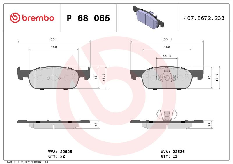 BREMBO P 68 065 Brake Pad Set, disc brake