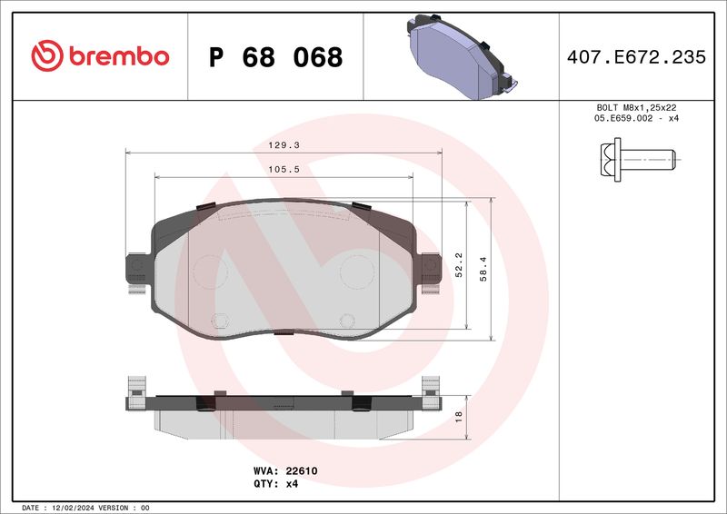 BREMBO P 68 068 Brake Pad Set, disc brake