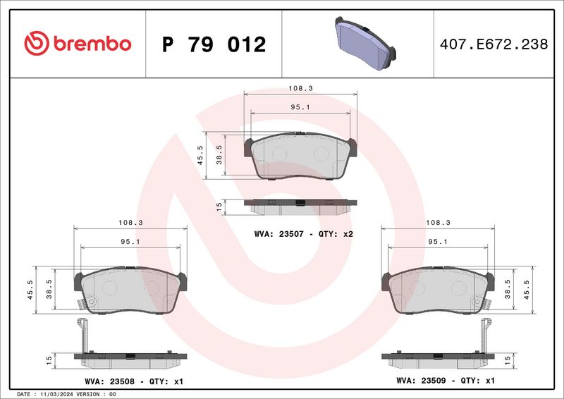 BREMBO P 79 012 Brake Pad Set, disc brake