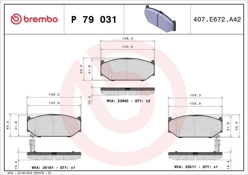 BREMBO P 79 031 Brake Pad Set, disc brake
