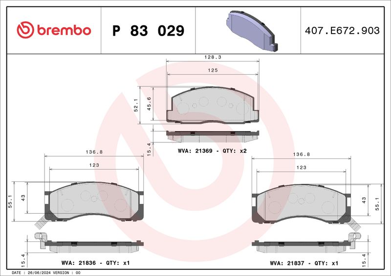 BREMBO P 83 029 Brake Pad Set, disc brake