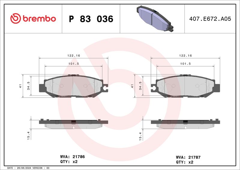 BREMBO P 83 036 Brake Pad Set, disc brake