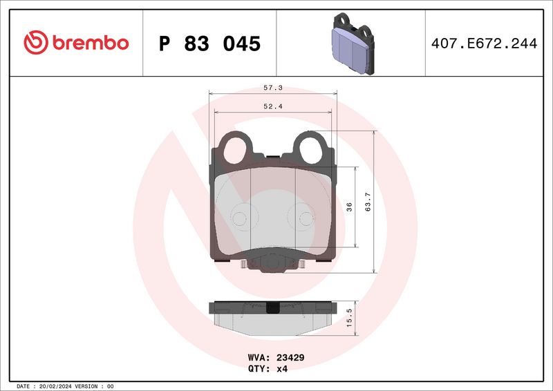 BREMBO P 83 045 Brake Pad Set, disc brake