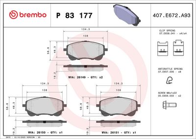 Brake Pad Set, disc brake BREMBO P 83 177