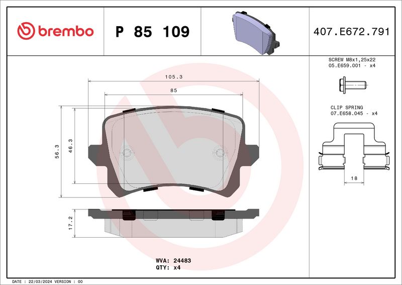 BREMBO P 85 109 Brake Pad Set, disc brake