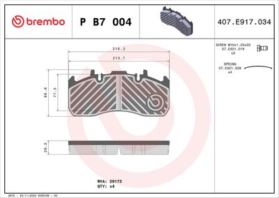 Brake Pad Set, disc brake BREMBO P B7 004