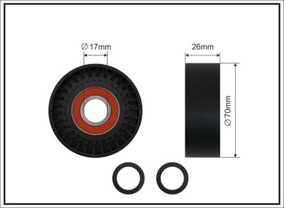 Tensioner Pulley, V-ribbed belt CAFFARO 01-86