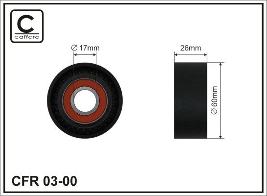 CAFFARO 03-00 Deflection/Guide Pulley, V-ribbed belt