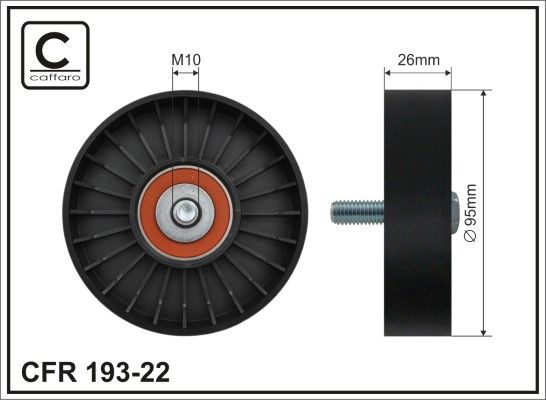 CAFFARO 193-22 Deflection/Guide Pulley, V-ribbed belt