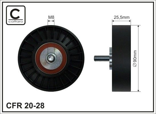 CAFFARO 20-28 Deflection/Guide Pulley, V-ribbed belt