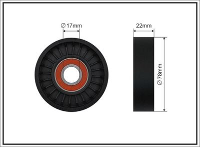 Tensioner Pulley, V-ribbed belt CAFFARO 213-87