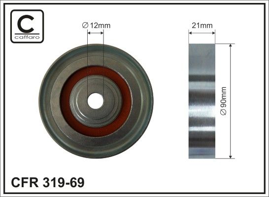 CAFFARO 319-69 Deflection/Guide Pulley, V-ribbed belt