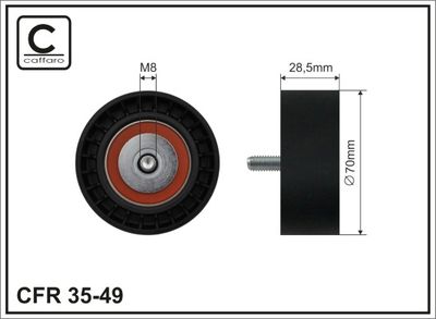 Tensioner Pulley, V-ribbed belt CAFFARO 35-49
