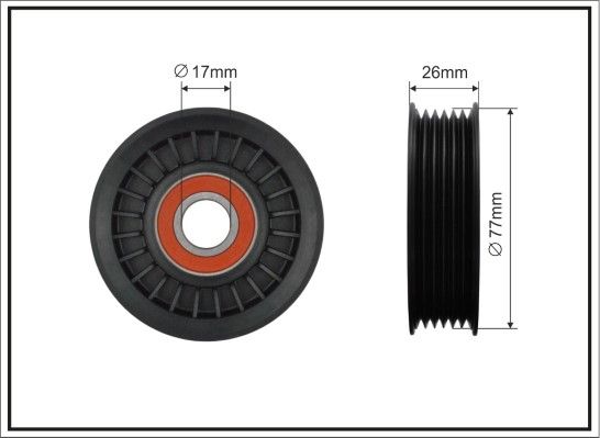 CAFFARO 358-00 Deflection/Guide Pulley, V-ribbed belt