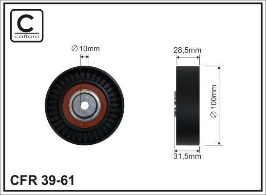 CAFFARO 39-61 Deflection/Guide Pulley, V-ribbed belt