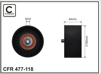 Tensioner Pulley, V-ribbed belt CAFFARO 477-118