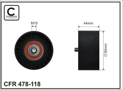 Tensioner Pulley, V-ribbed belt CAFFARO 478-118