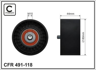 Tensioner Pulley, V-ribbed belt CAFFARO 491-118