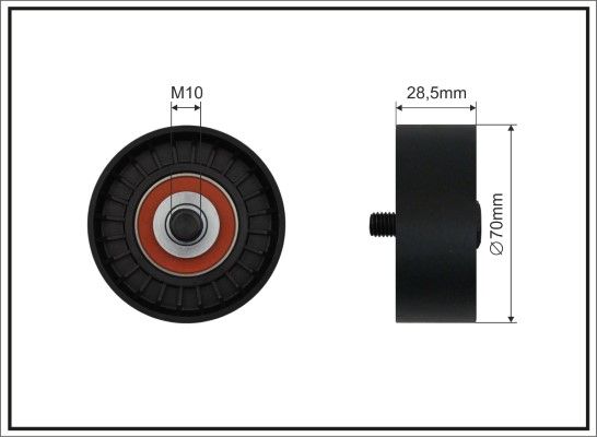 CAFFARO 500075 Deflection/Guide Pulley, V-ribbed belt
