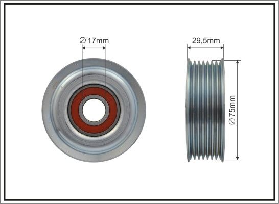 CAFFARO 500103 Deflection/Guide Pulley, V-ribbed belt