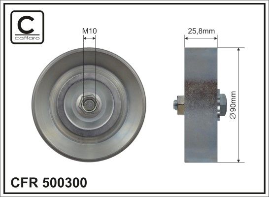 CAFFARO 500300 Deflection/Guide Pulley, V-ribbed belt