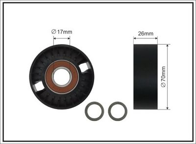 Tensioner Pulley, V-ribbed belt CAFFARO 500336 SC
