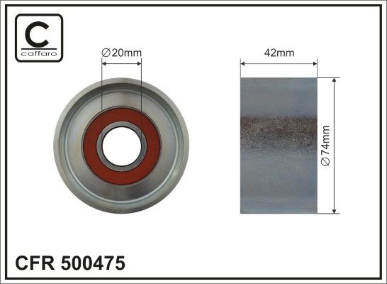 CAFFARO 500475 Deflection/Guide Pulley, V-ribbed belt
