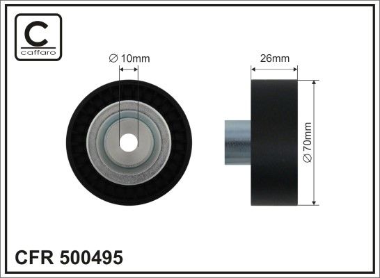 CAFFARO 500495 Deflection/Guide Pulley, V-ribbed belt