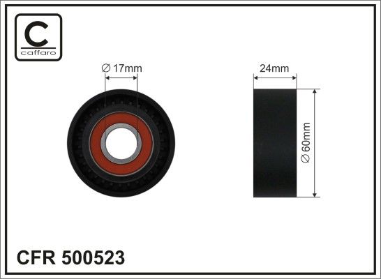 CAFFARO 500523 Tensioner Pulley, V-ribbed belt