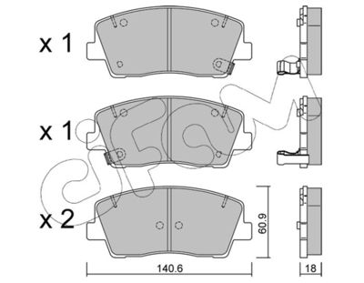 Brake Pad Set, disc brake CIFAM 822-1169-0