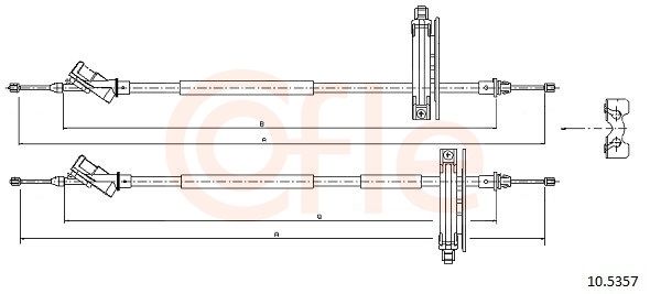 COFLE 10.5357 Cable Pull, parking brake