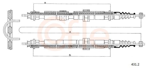 COFLE 92.431.2 Cable Pull, parking brake