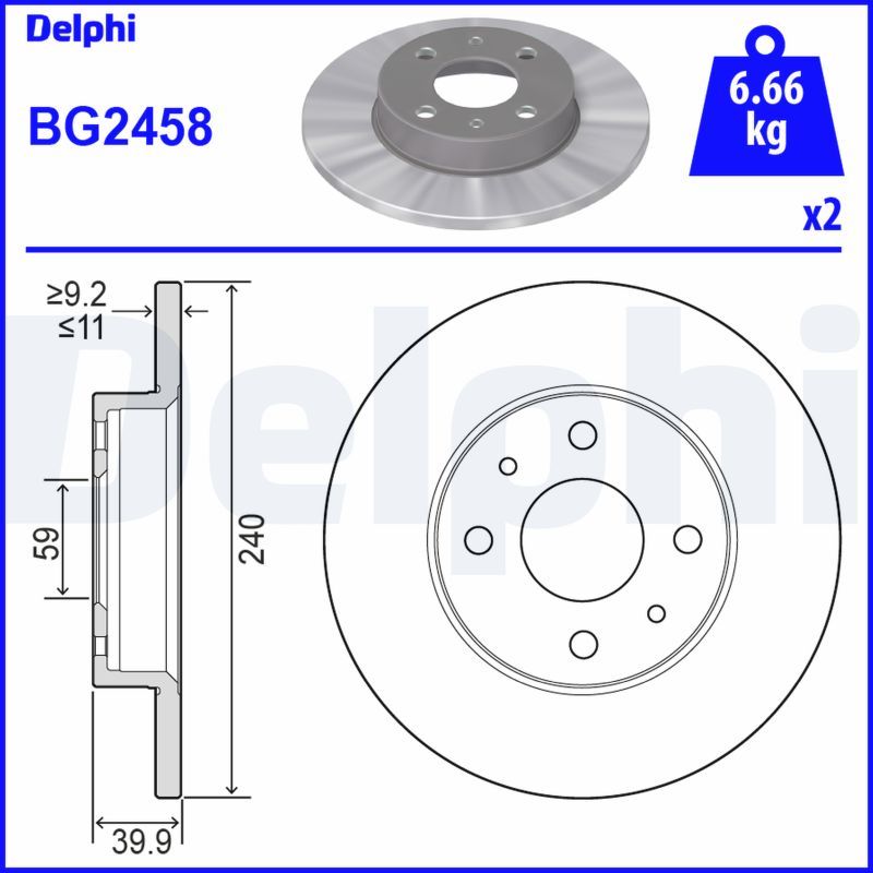 DELPHI BG2458 Brake Disc