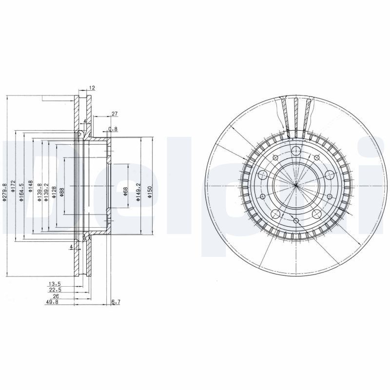 DELPHI BG2719C Brake Disc