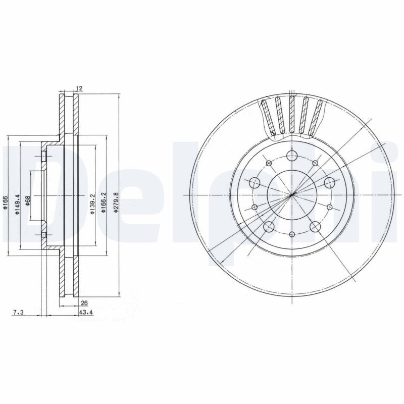 DELPHI BG2841 Brake Disc