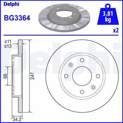 Brake Disc DELPHI BG3364