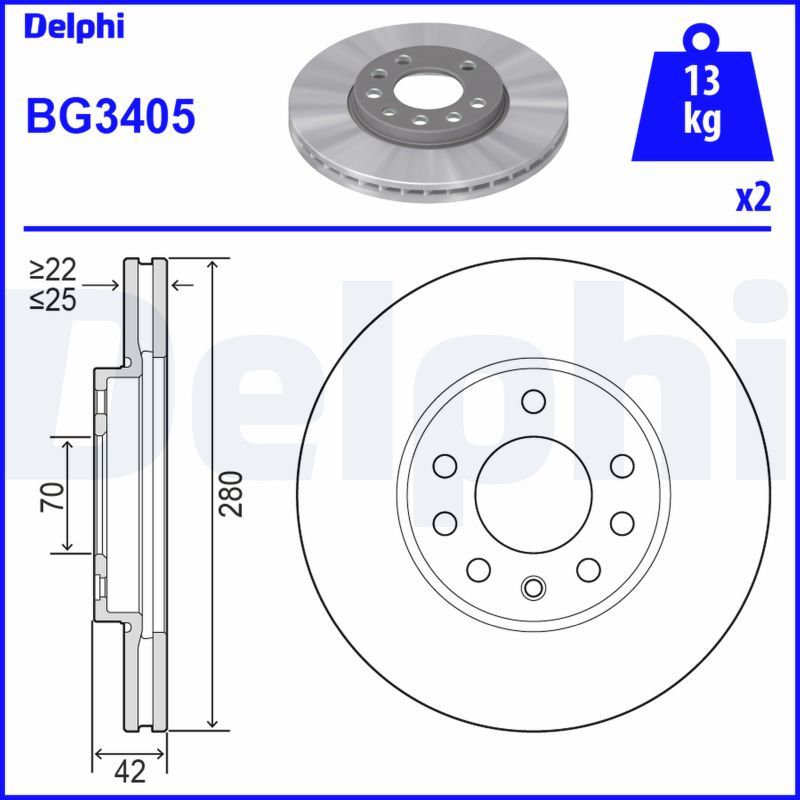 DELPHI BG3405 Brake Disc