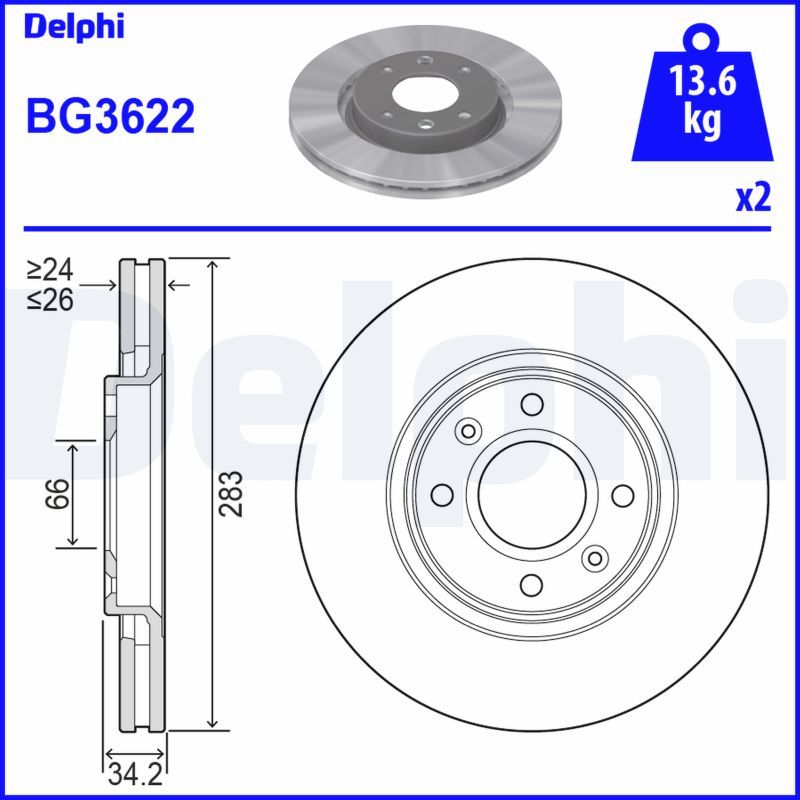 DELPHI BG3622 Brake Disc
